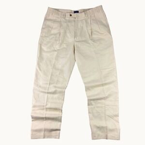 Jeff Rose Linen Pleated Trousers Mens‎ 40x33 Cream Preppy Beach Vacation Italy
